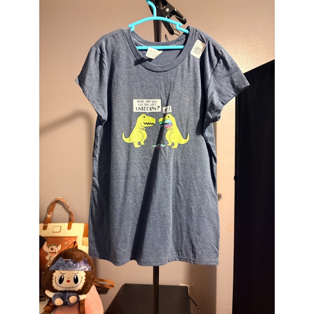 District Kids Blue Dinosaur Short Sleeve T-Shirt Sz M